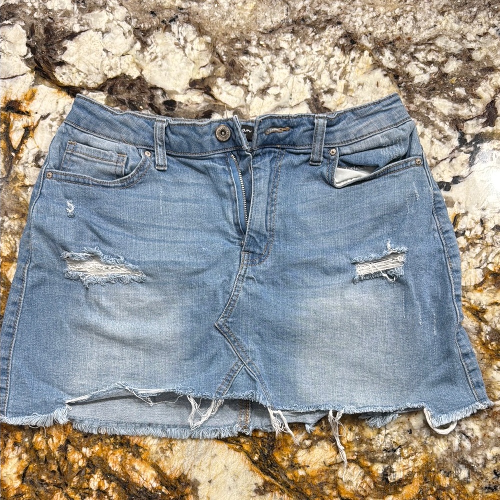 Denim Distressed Skirt